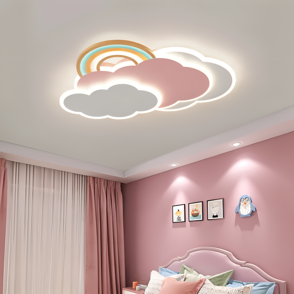 MagicPink Deckenleuchte - Bunte Wolke und Regenbogen LED Deckenleuchte für Kinderzimmer