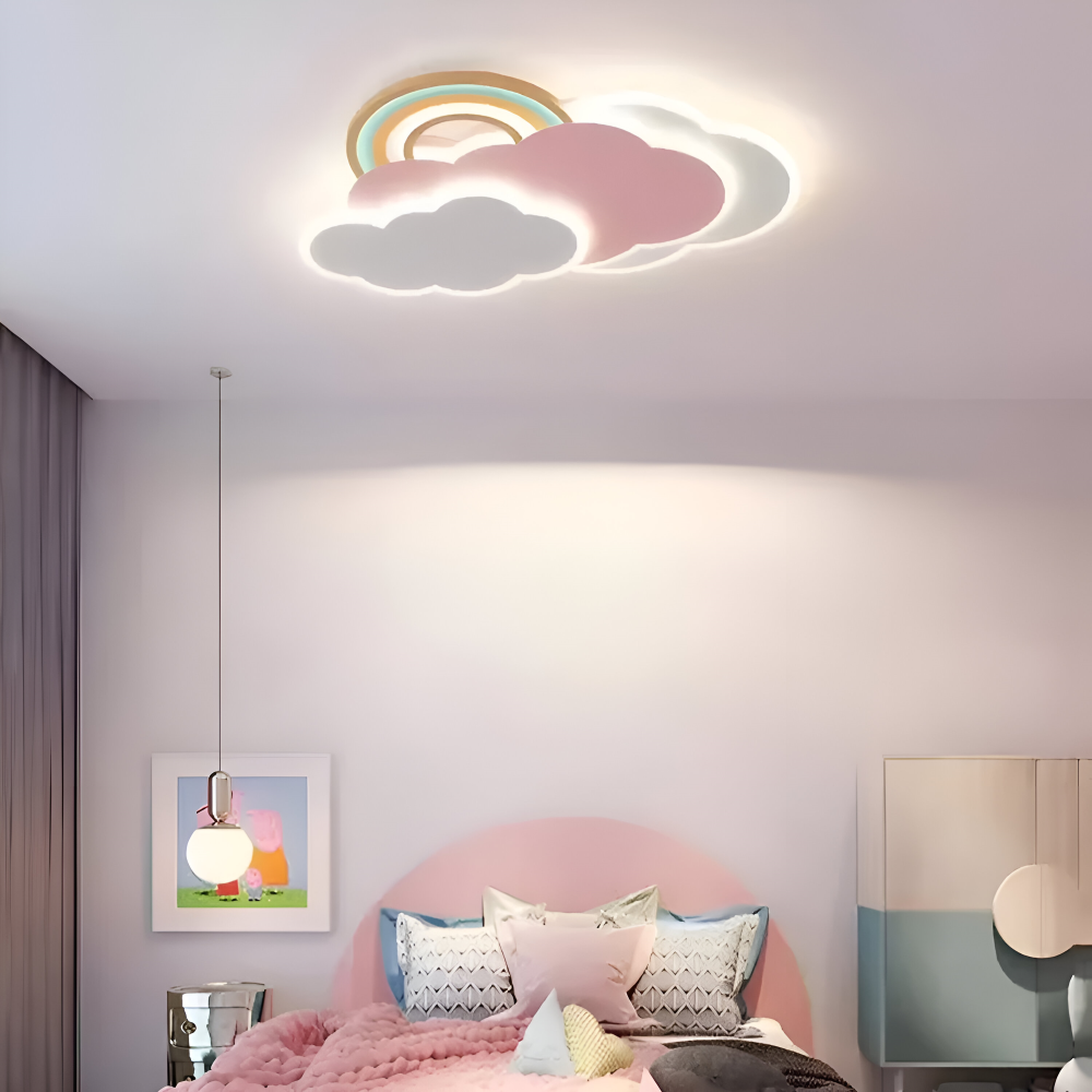 MagicPink Deckenleuchte - Bunte Wolke und Regenbogen LED Deckenleuchte für Kinderzimmer