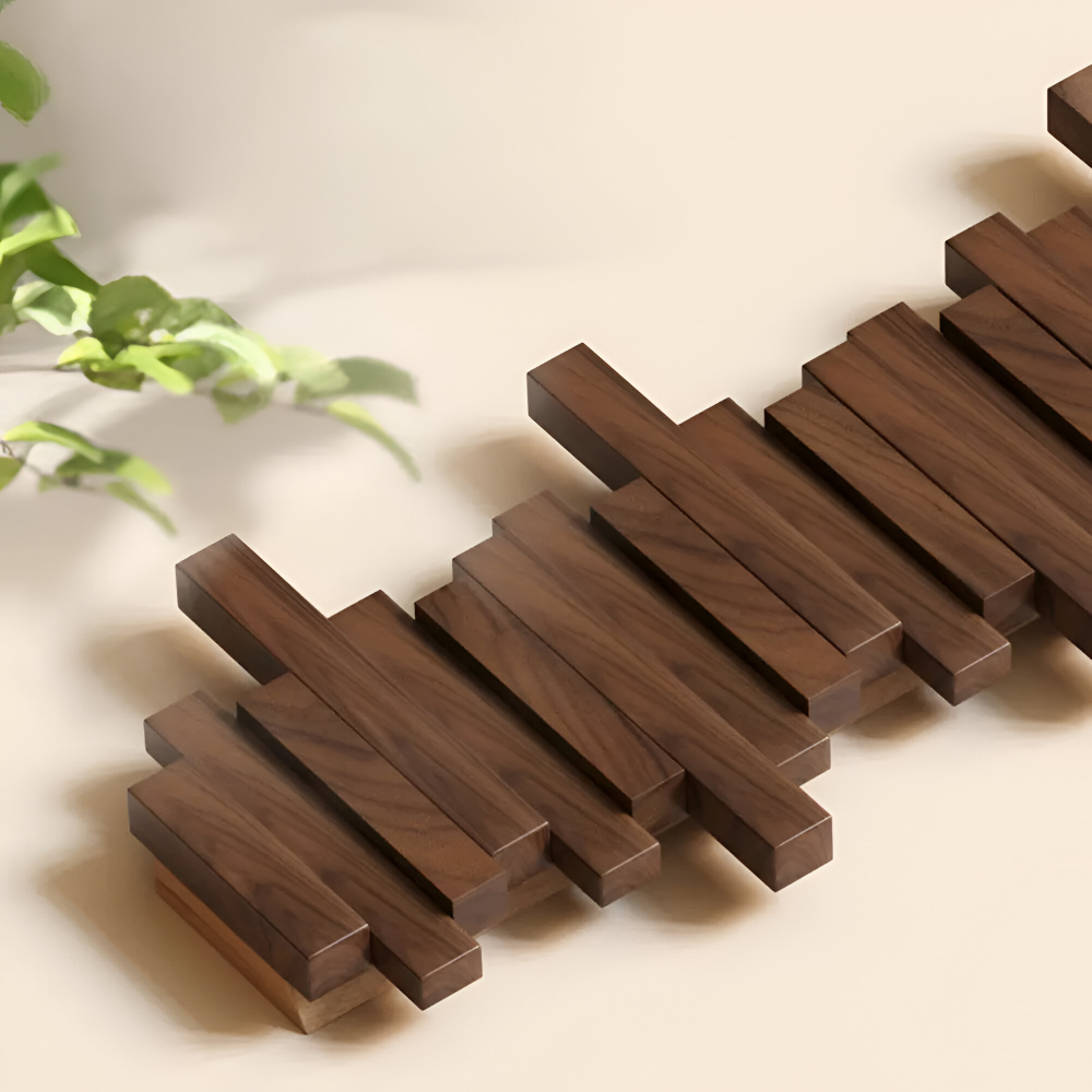 Magnetische Kleiderhaken aus Holz – Klappbare Wandhaken Leiste, 4 bis 10 Haken (28-66cm)