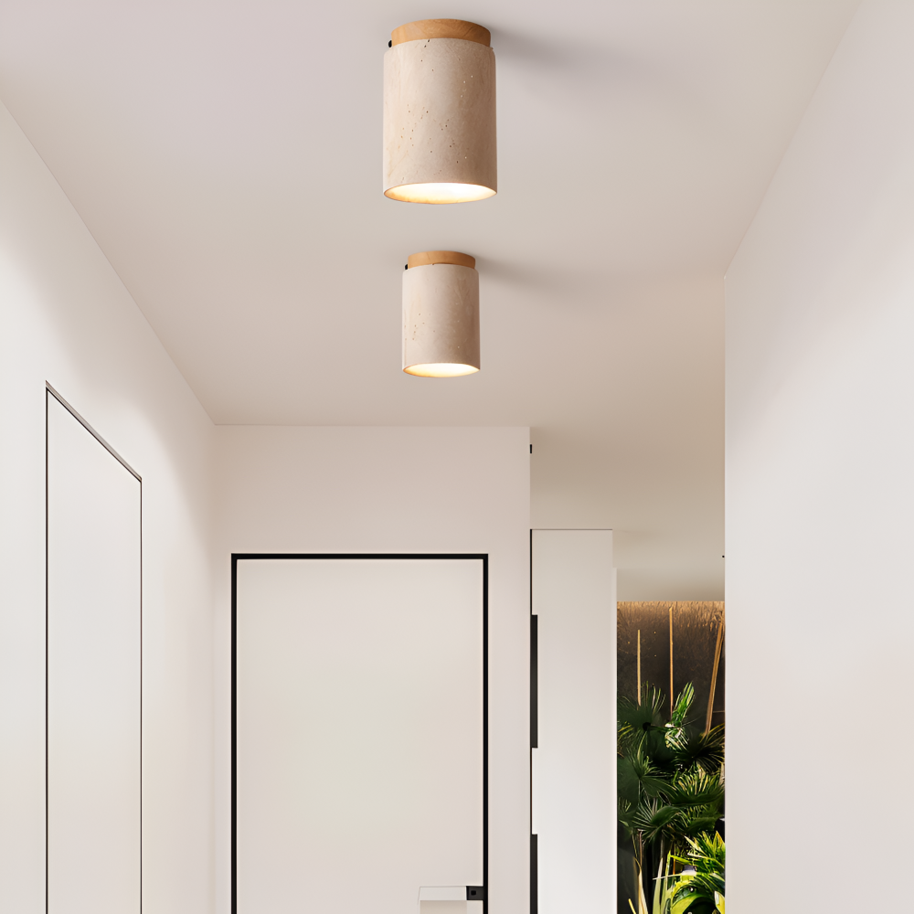 MarWood Deckenleuchte - Travertin-Deckenleuchte - Flush Montage Spotlight