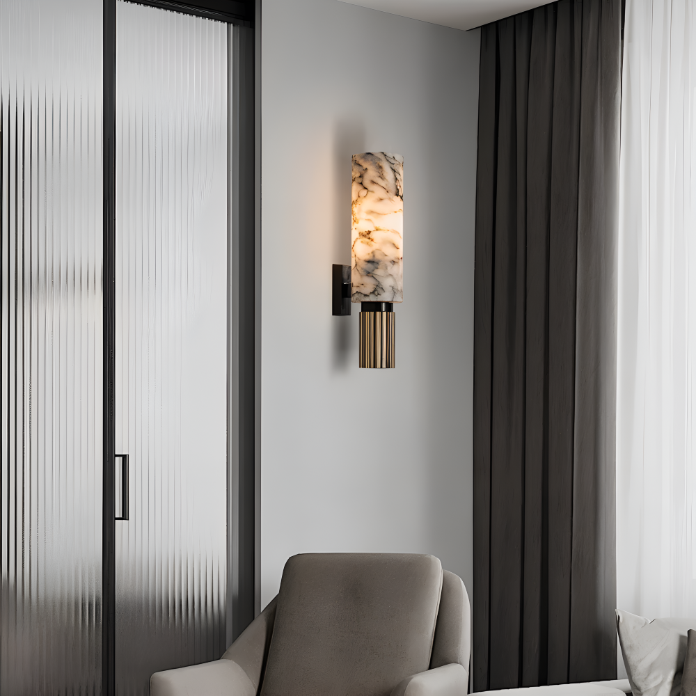 Marble Wandleuchte - Zylindrische Wandlampe - Naturmarmor Wandleuchten LED