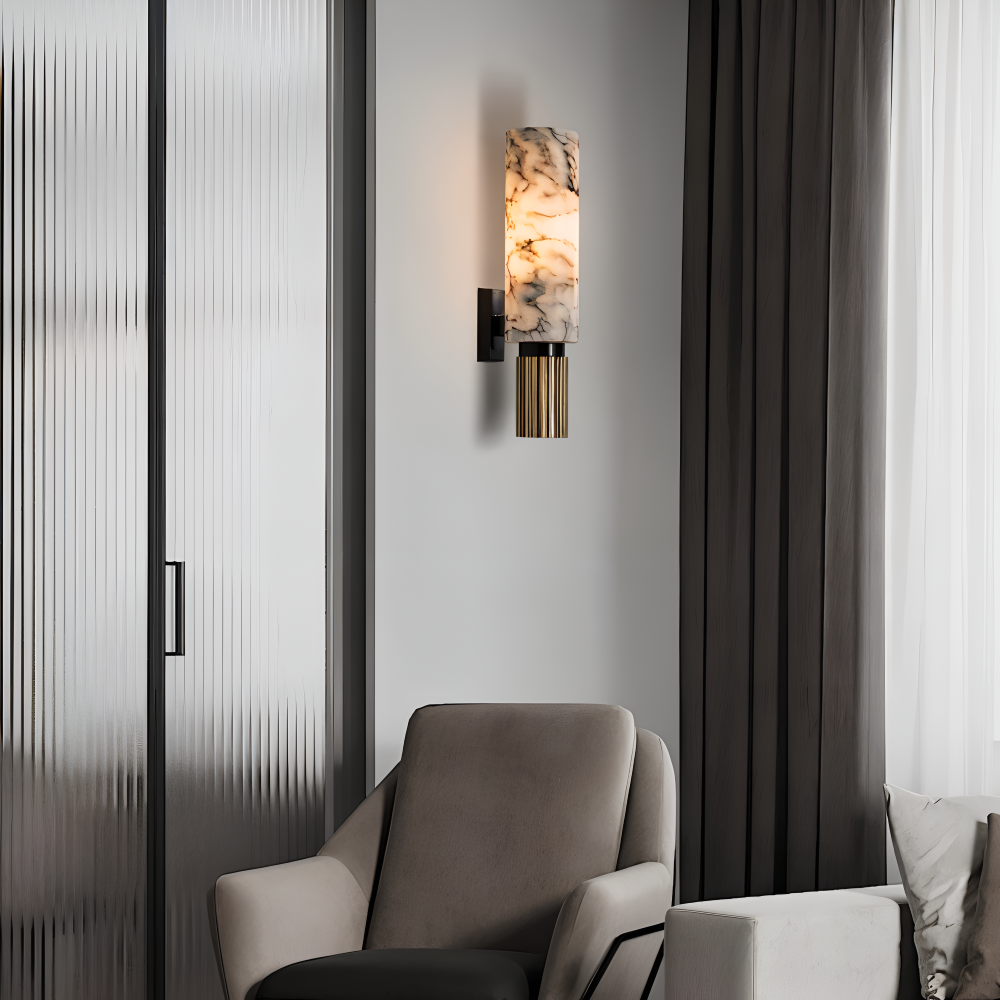 Marble Wandleuchte - Zylindrische Wandlampe - Naturmarmor Wandleuchten LED