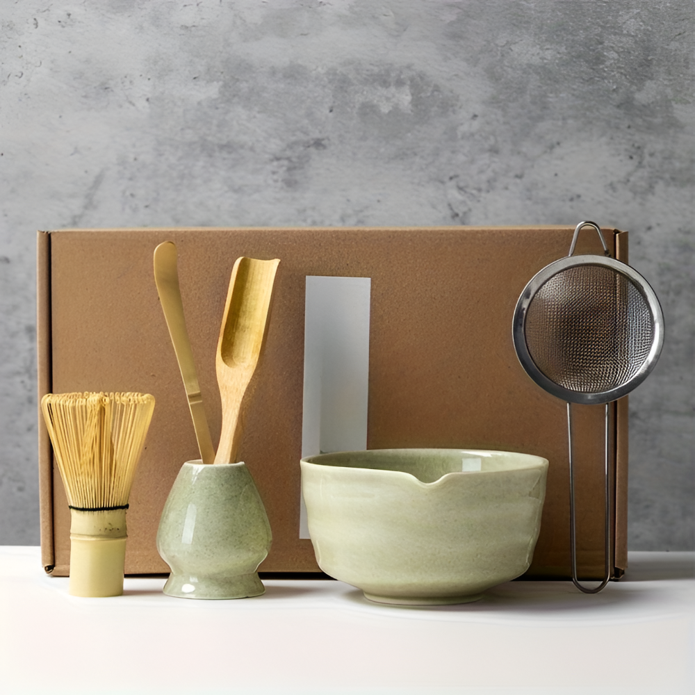 4/5/6-tlg. Matcha Set Kaufen – Keramik & Bambus Tee-Zubehör für Matcha Tee Zeremonien - 1