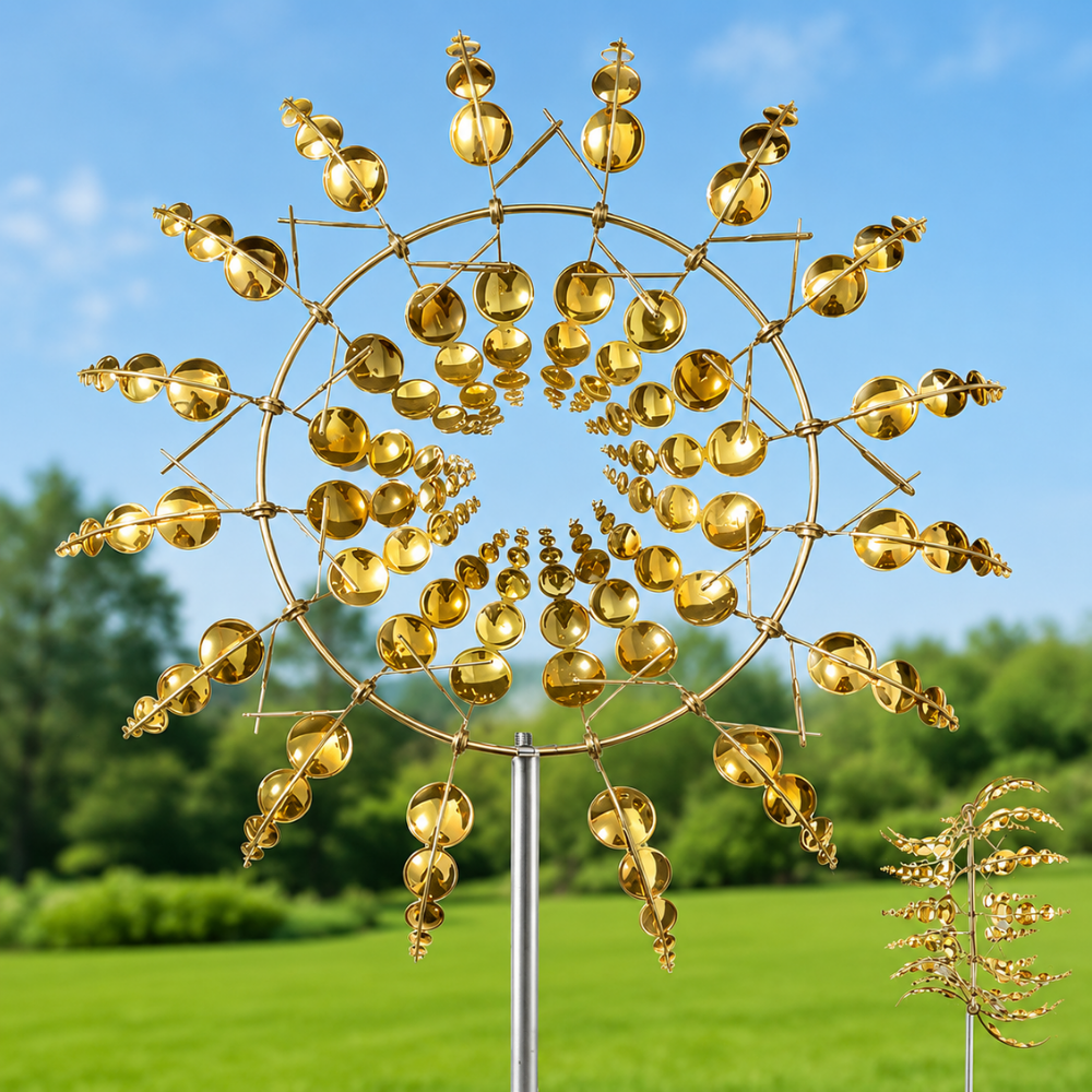 Metall Windrad für Garten – Bunter Kinetischer Windspinner als Dekoration für Rasen, Terrasse & Balkon