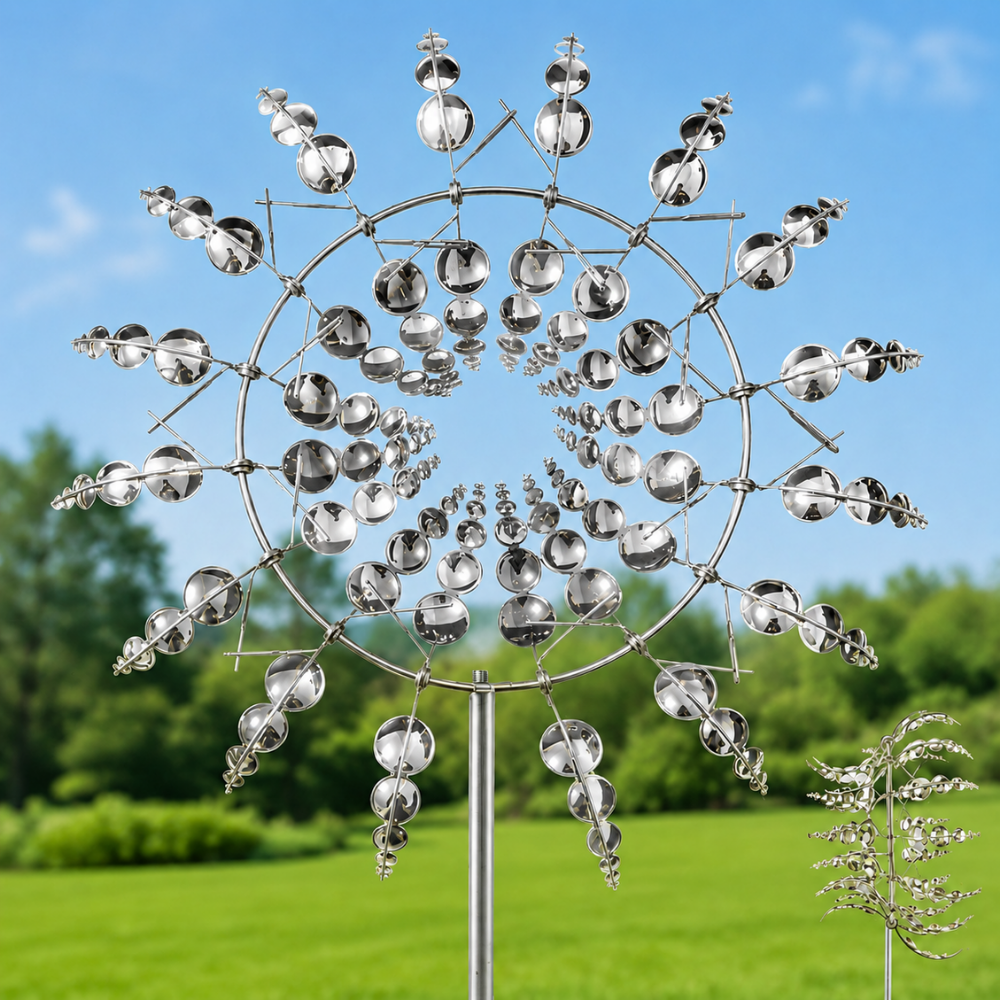 Metall Windrad für Garten – Bunter Kinetischer Windspinner als Dekoration für Rasen, Terrasse & Balkon