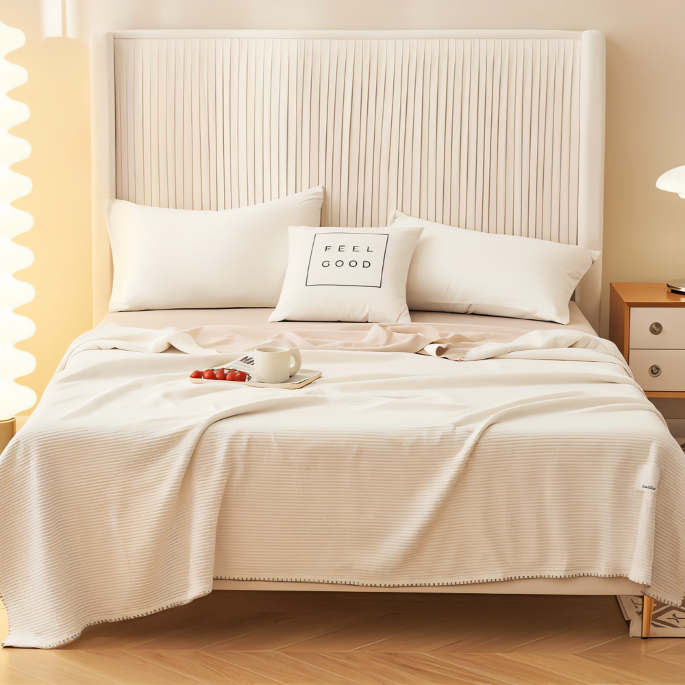 Milky Waffel Plaid - Doppellagige Fleece Decke - Hochwertige Polyester Plüschdecke