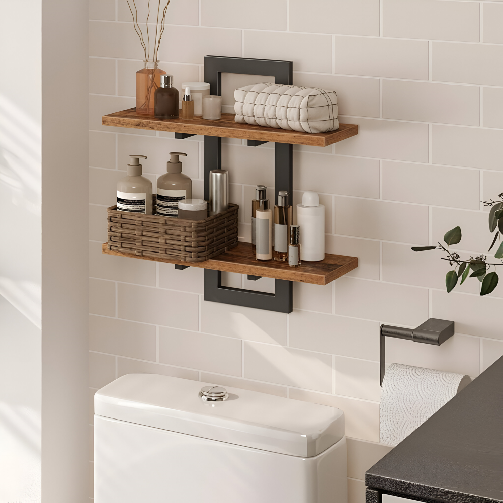 Minimalistische Zwei-Ebenen Wandregal - Wandmontierte Regale für stilvolle Wohnaufbewahrung