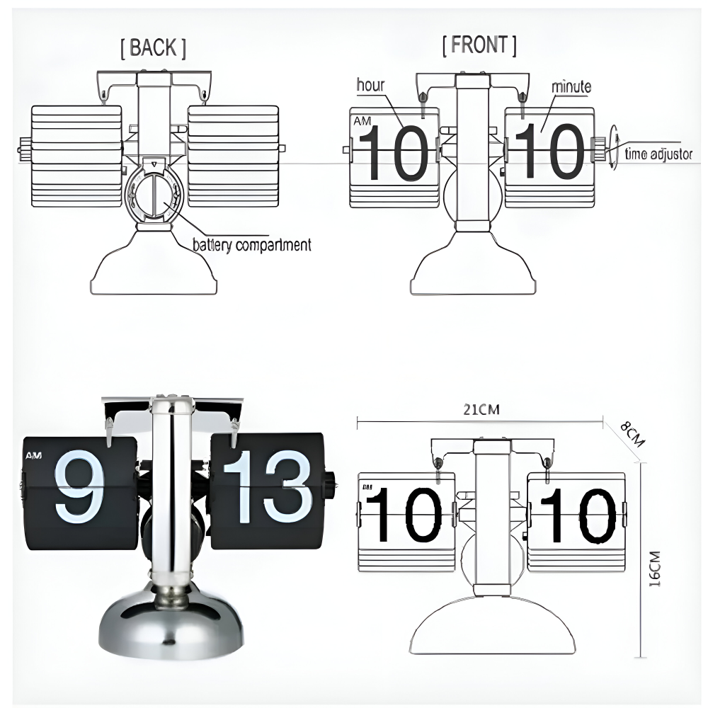 Minimalistische Flip Uhr - Retro Automatisch Blätternde Tischuhr