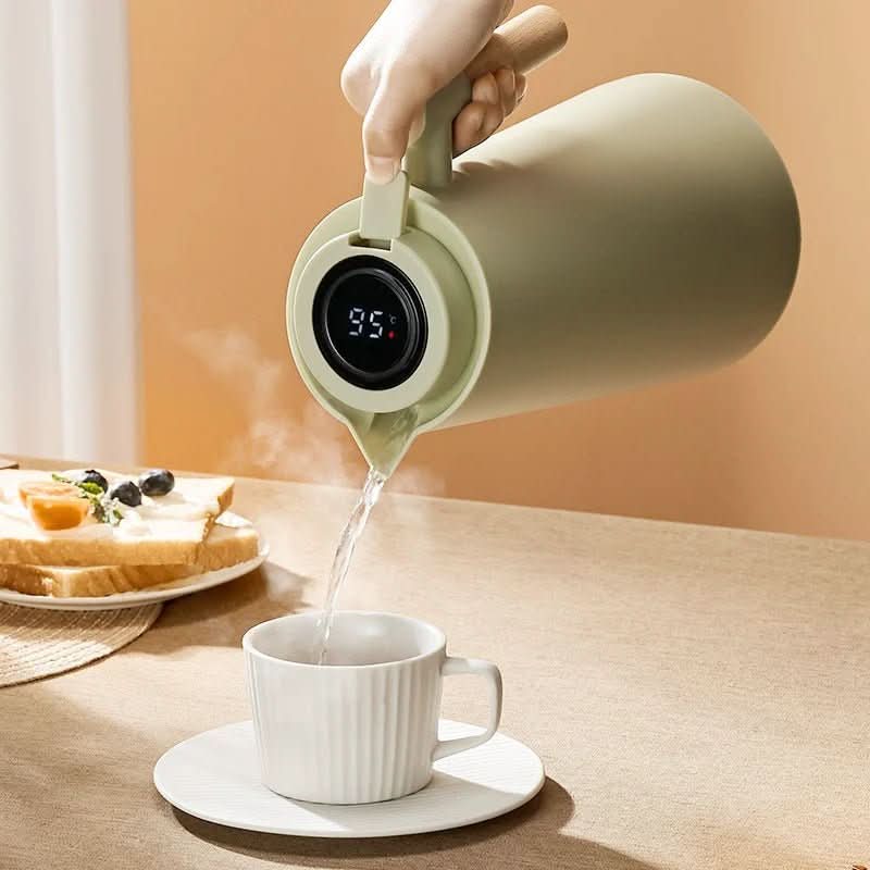 Minimalistische Thermoskanne 1L - Auslaufsicher Elegantes Design für Heiße und Kalte Getränke 1