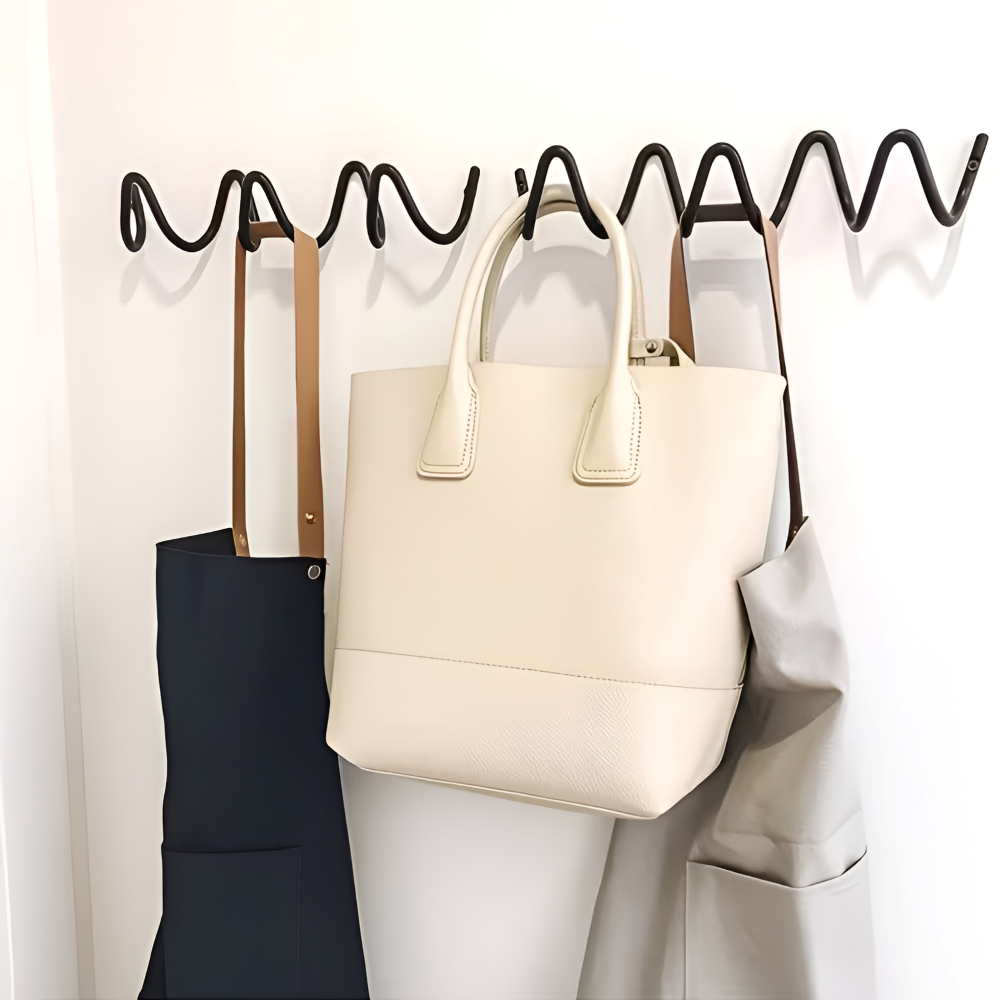 Minimalistischer Wellen-Wandhaken - Schwarzer Eisenhaken für Kleider und Taschen in Eingangsbereich oder Schlafzimmer