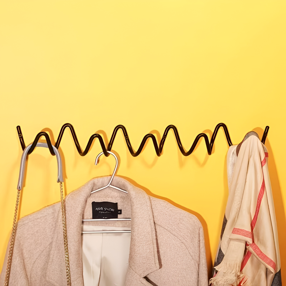 Minimalistischer Wellen-Wandhaken - Schwarzer Eisenhaken für Kleider und Taschen in Eingangsbereich oder Schlafzimmer