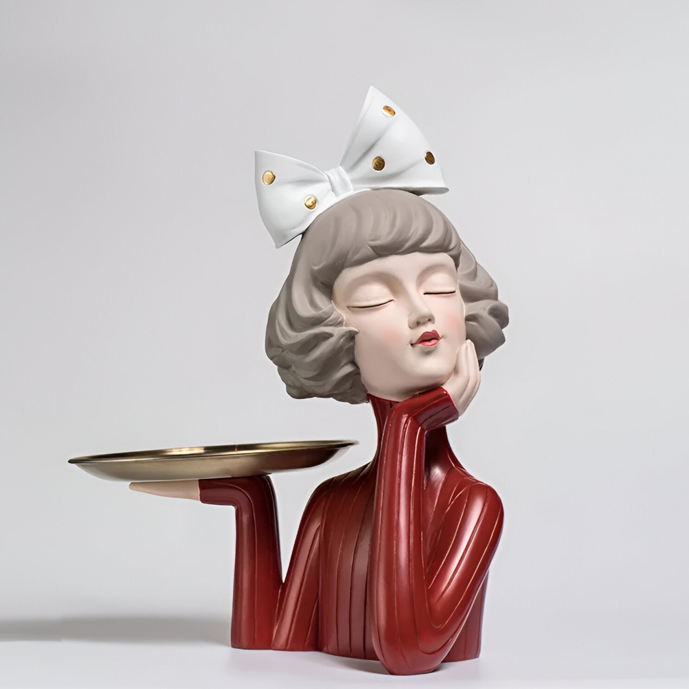 Missy Statuen - Elegante Mädchenfiguren aus Harz mit Haarschleife