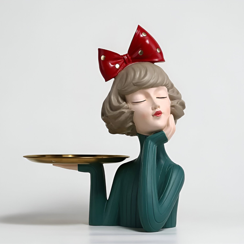 Missy Statuen - Elegante Mädchenfiguren aus Harz mit Haarschleife