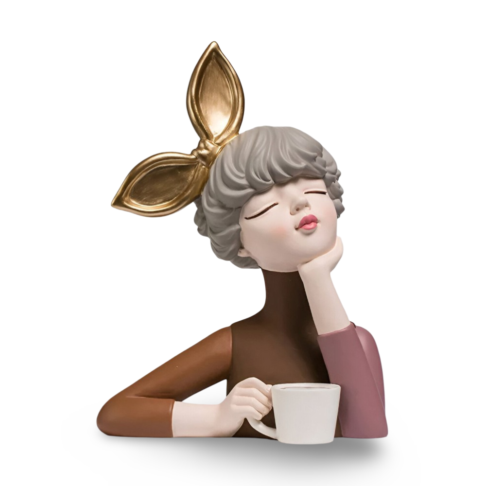 Missy Statuen - Elegante Mädchenfiguren aus Harz mit Haarschleife