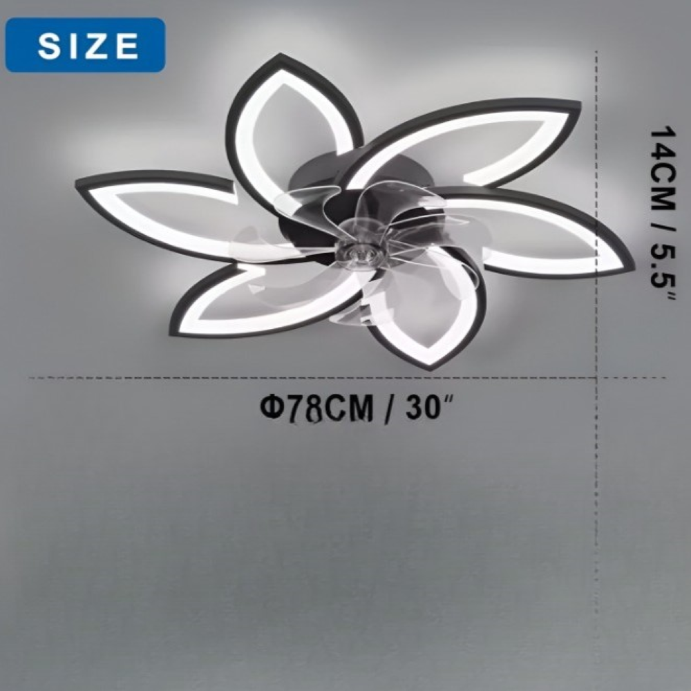 Moderner Schwarzer Deckenventilator mit Licht - Smarte Dimmbare Lampe mit Fernbedienung - 6 Einstellbare Ventilatorgeschwindigkeiten