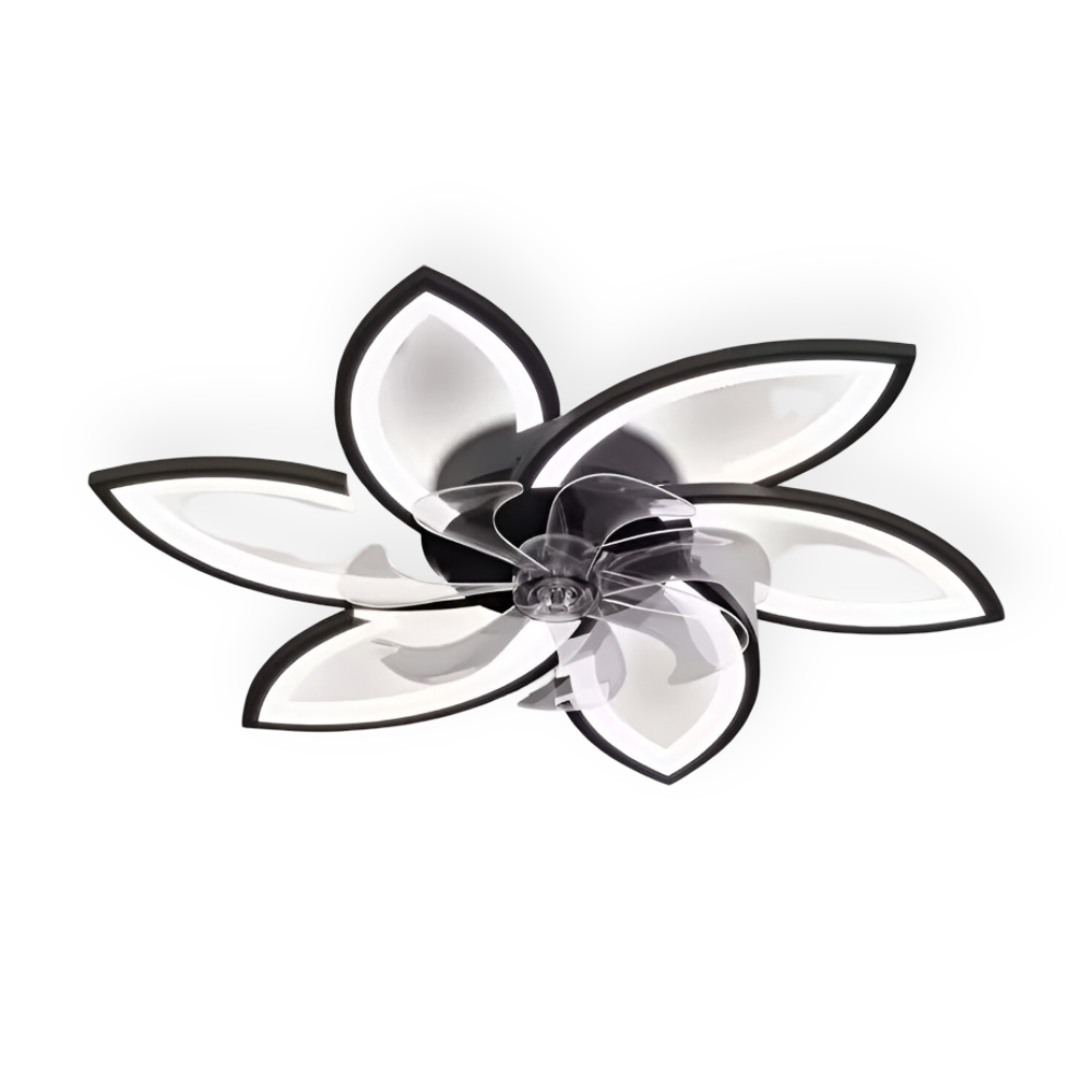 Moderner Schwarzer Deckenventilator mit Licht - Smarte Dimmbare Lampe mit Fernbedienung - 6 Einstellbare Ventilatorgeschwindigkeiten