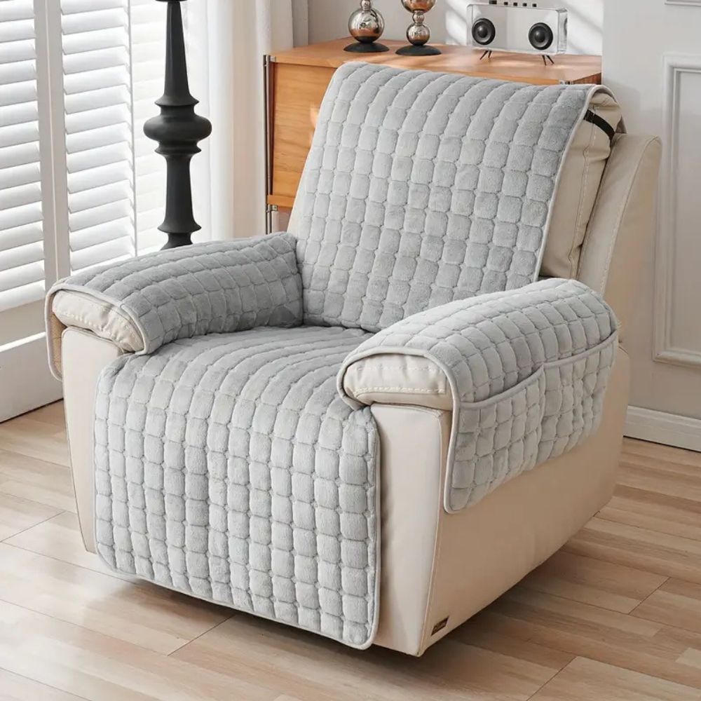 Moderne Mikrofaser Liegesesselbezug - Kuscheliger Snug Grid Stil in Dunkelgrau für Wohnräume 0