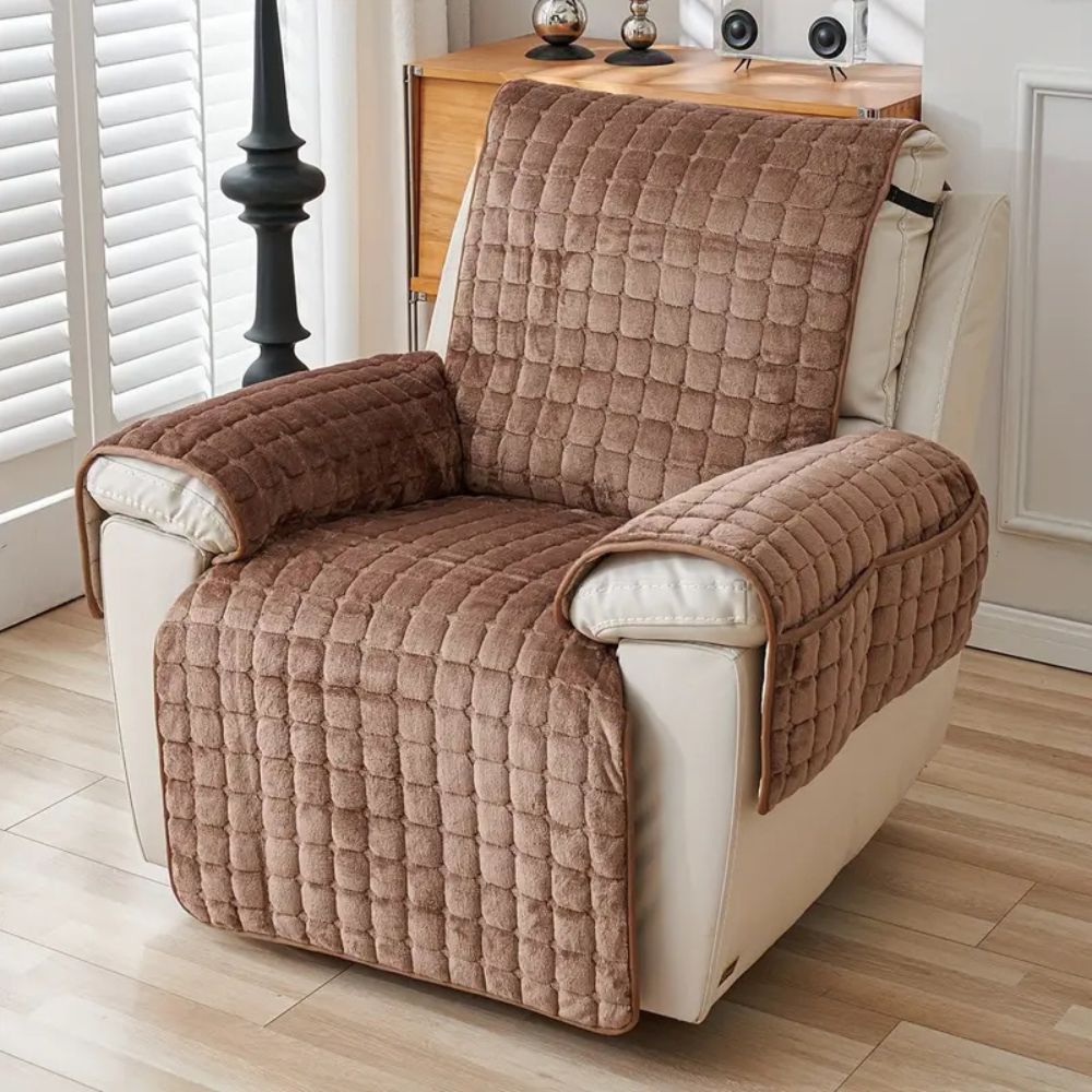 Moderne Mikrofaser Liegesesselbezug - Kuscheliger Snug Grid Stil in Dunkelgrau für Wohnräume 1