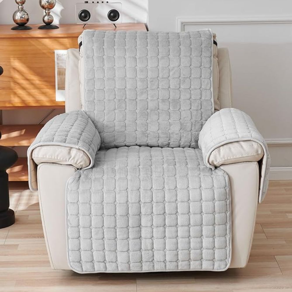 Moderne Mikrofaser Liegesesselbezug - Kuscheliger Snug Grid Stil in Dunkelgrau für Wohnräume 2