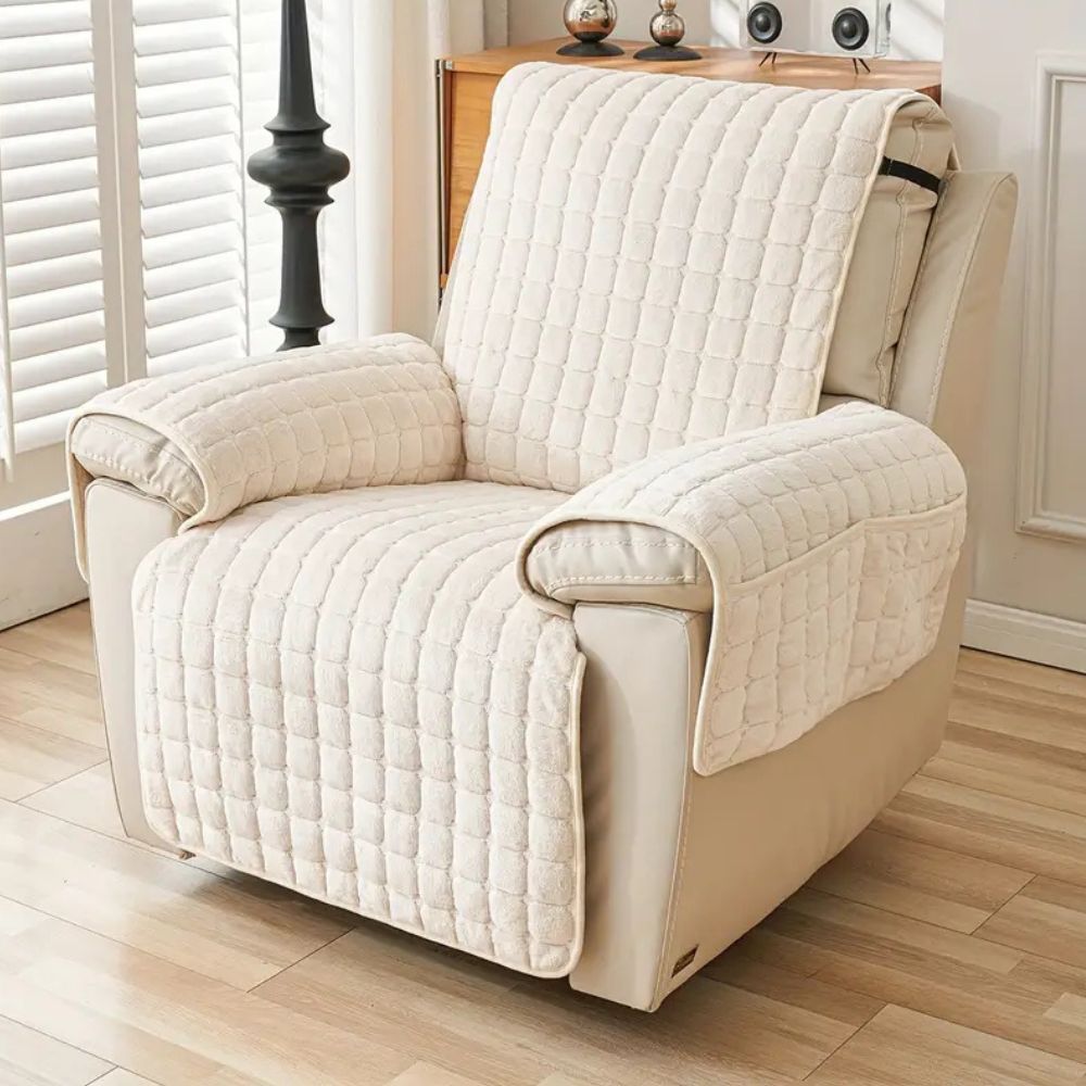 Moderne Mikrofaser Liegesesselbezug - Kuscheliger Snug Grid Stil in Dunkelgrau für Wohnräume 9