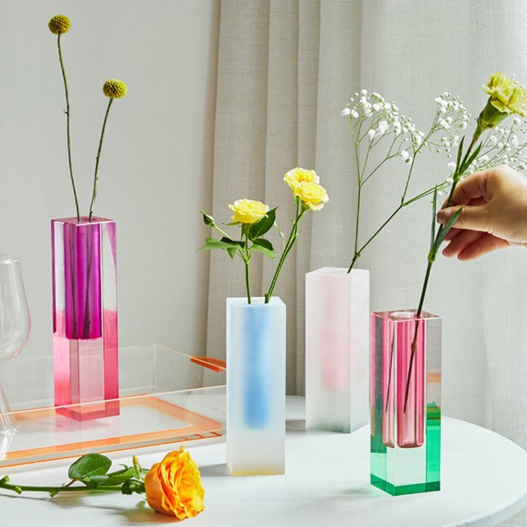 Moderne Prisma-Acrylvase - Regenbogenfarben Zylinder für Kreative Blumenarrangements 8