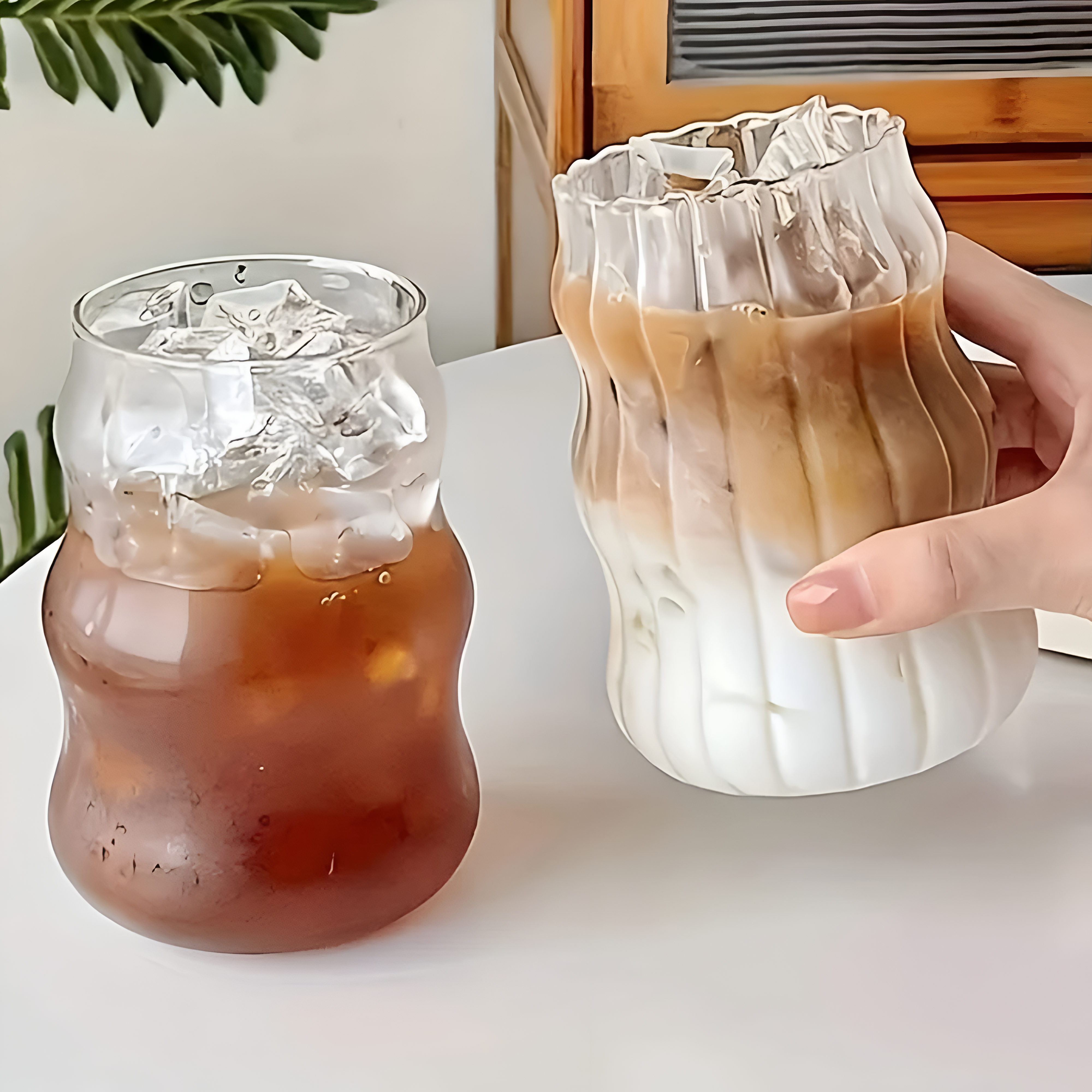 Moderne Transparente Glasbecher - Set von 6 Wärmebeständige Tumbler für Tee, Saft und Kaffee