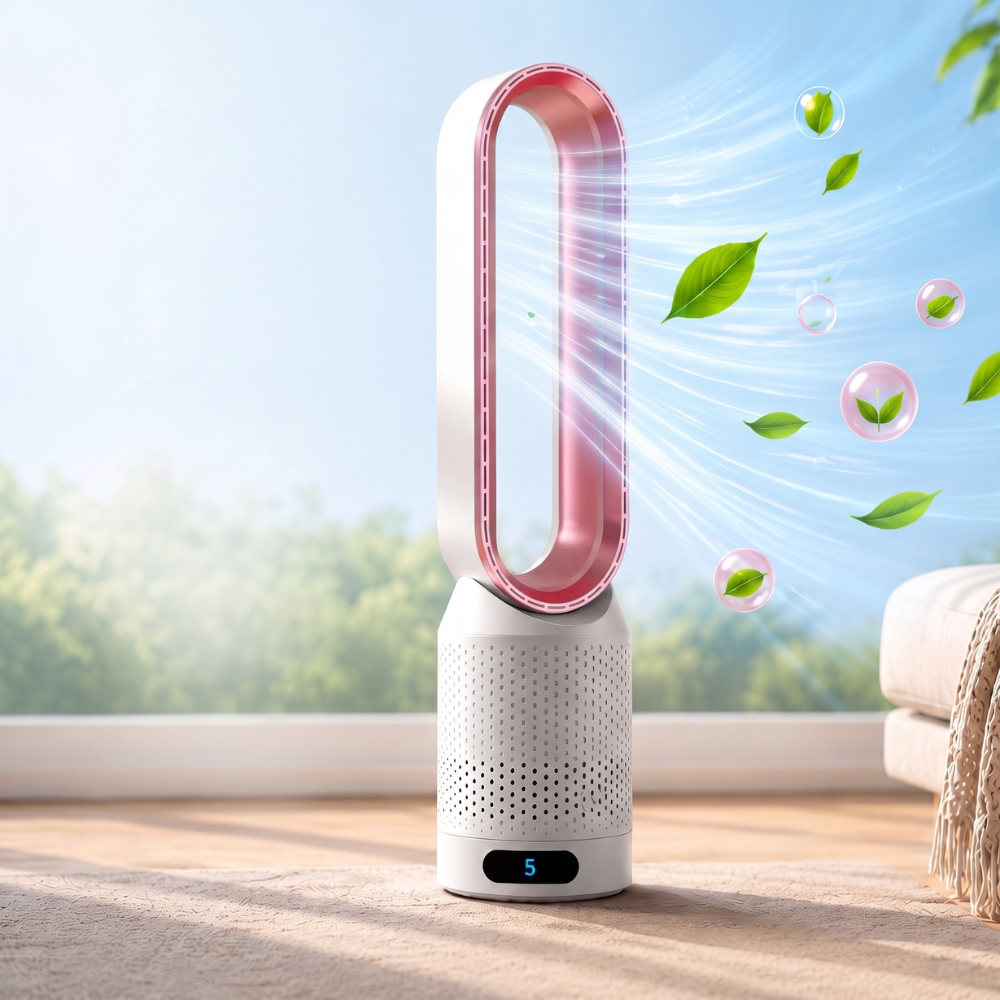 Flügelloser Turmventilator 3-in-1 – Leiser Luftkühler mit Luftreinigung & Ionisierung
