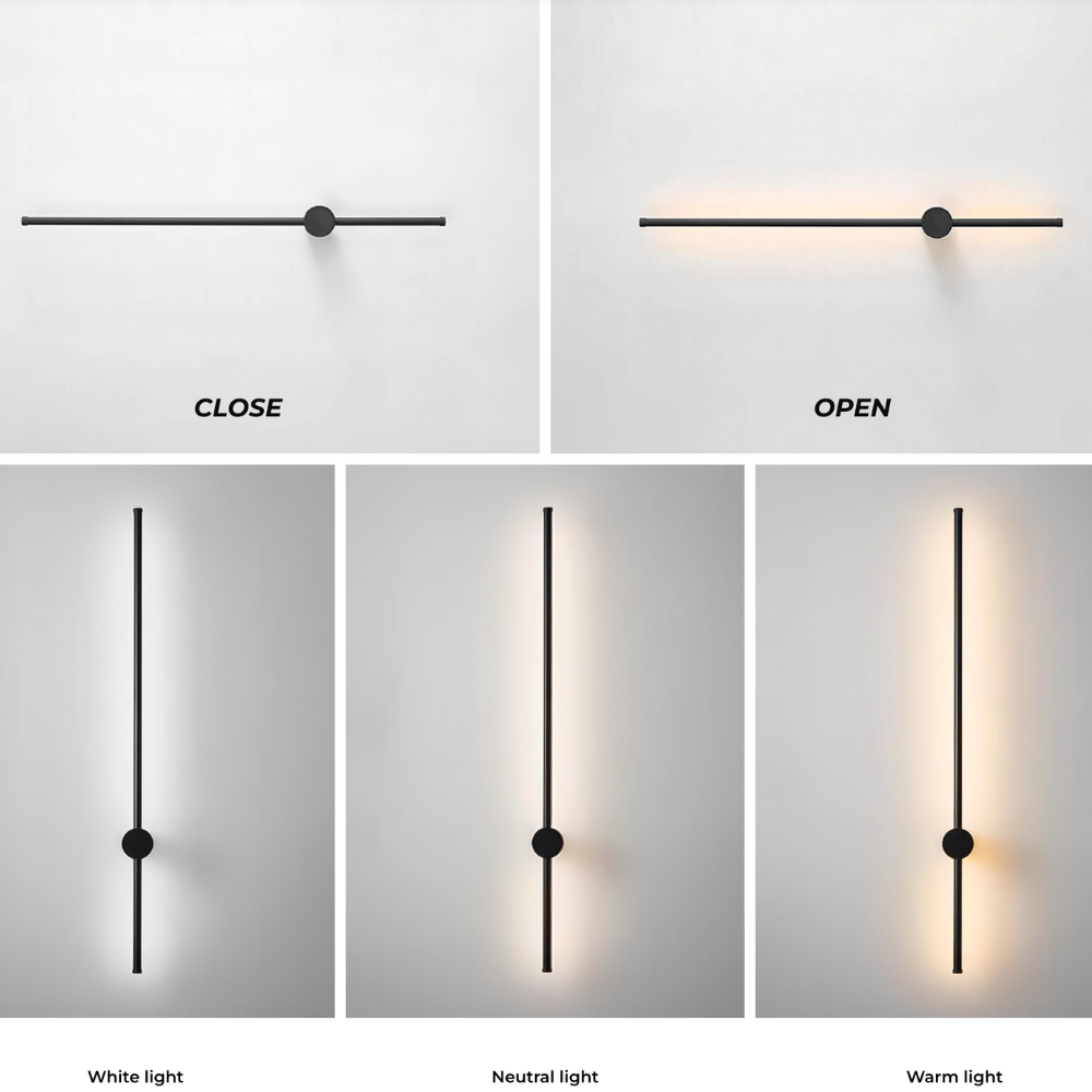 ModiStrip Wandleuchte - Minimalistische Schwarze Linien Wandleuchte Innen - LED Beleuchtung