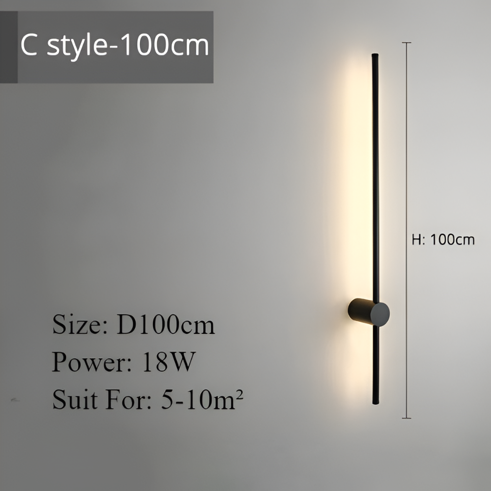 ModiStrip Wandleuchte - Minimalistische Schwarze Linien Wandleuchte Innen - LED Beleuchtung