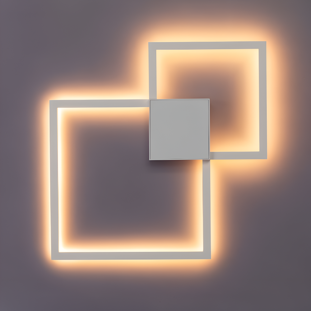 MonoQuad Wandleuchte - Metallic Schwarz Weiß Quadratische LED Wandbeleuchtung
