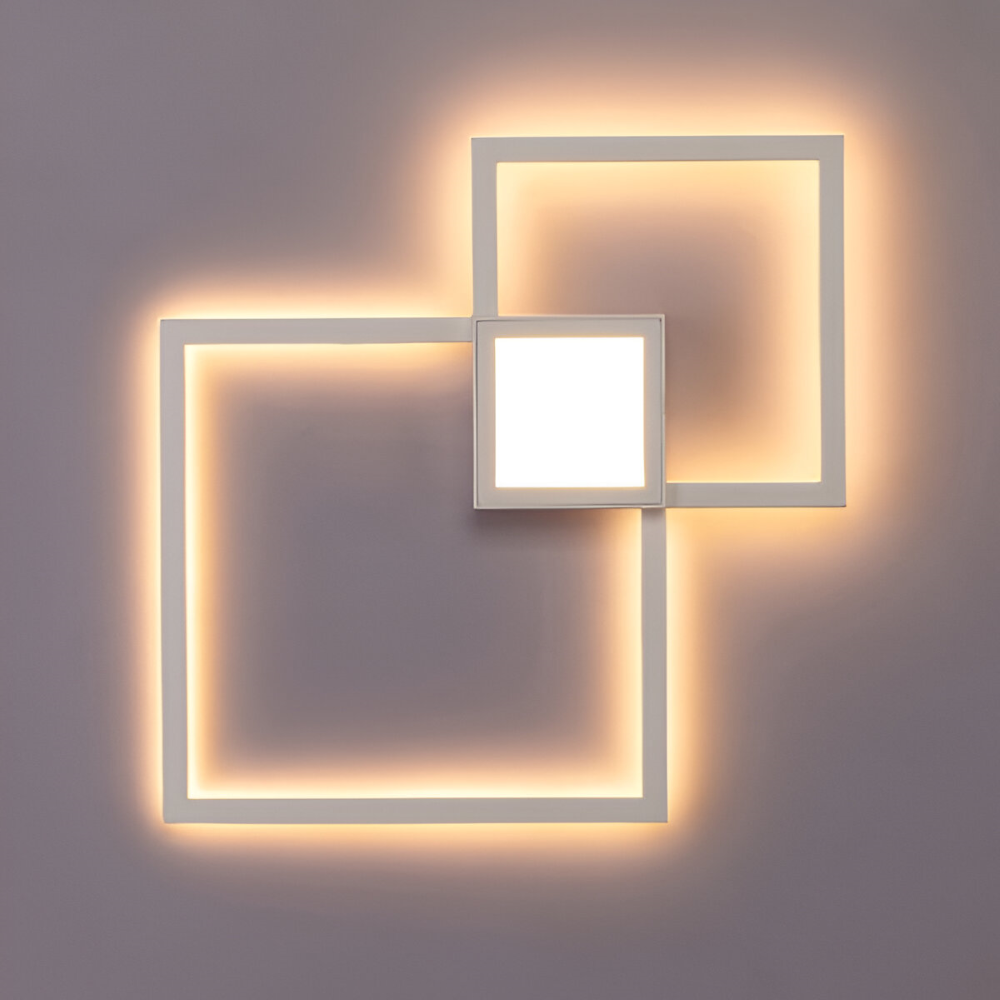 MonoQuad Wandleuchte - Metallic Schwarz Weiß Quadratische LED Wandbeleuchtung