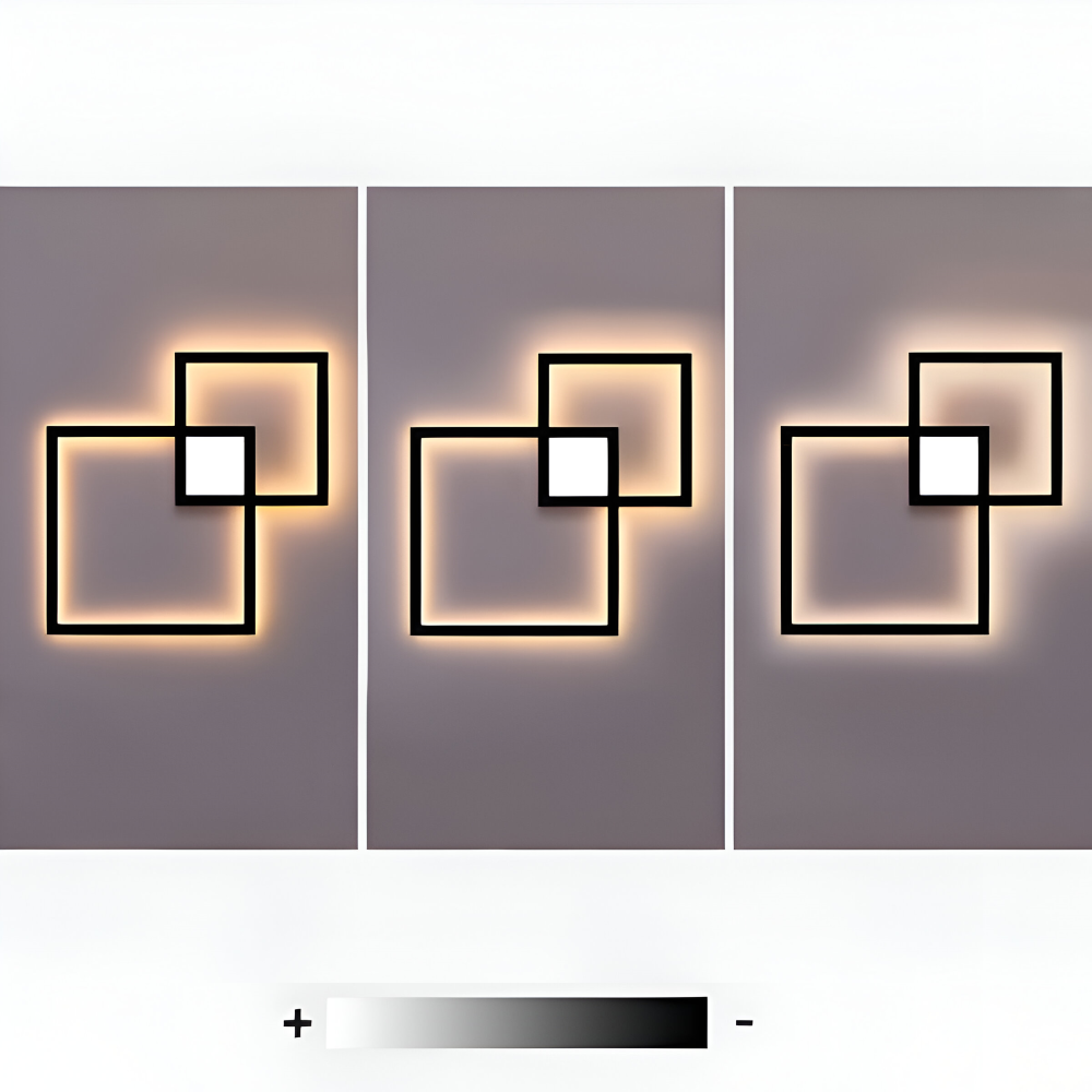 MonoQuad Wandleuchte - Metallic Schwarz Weiß Quadratische LED Wandbeleuchtung