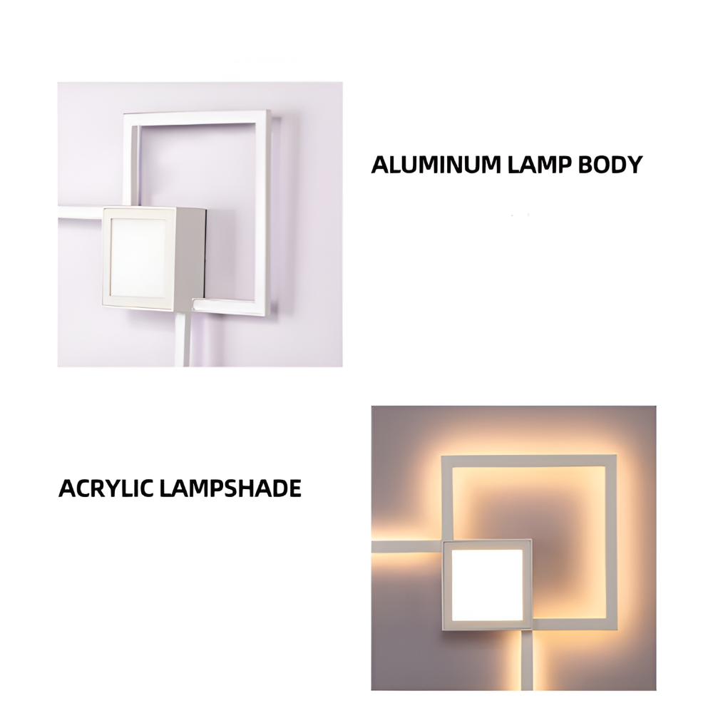 MonoQuad Wandleuchte - Metallic Schwarz Weiß Quadratische LED Wandbeleuchtung