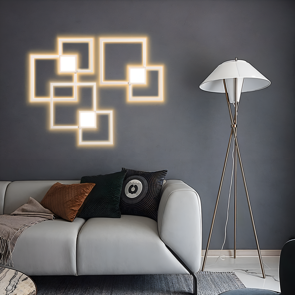 MonoQuad Wandleuchte - Metallic Schwarz Weiß Quadratische LED Wandbeleuchtung