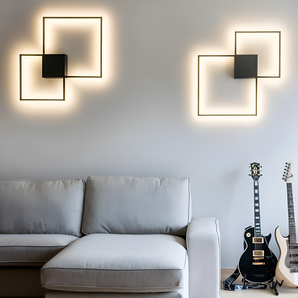 MonoQuad Wandleuchte - Metallic Schwarz Weiß Quadratische LED Wandbeleuchtung
