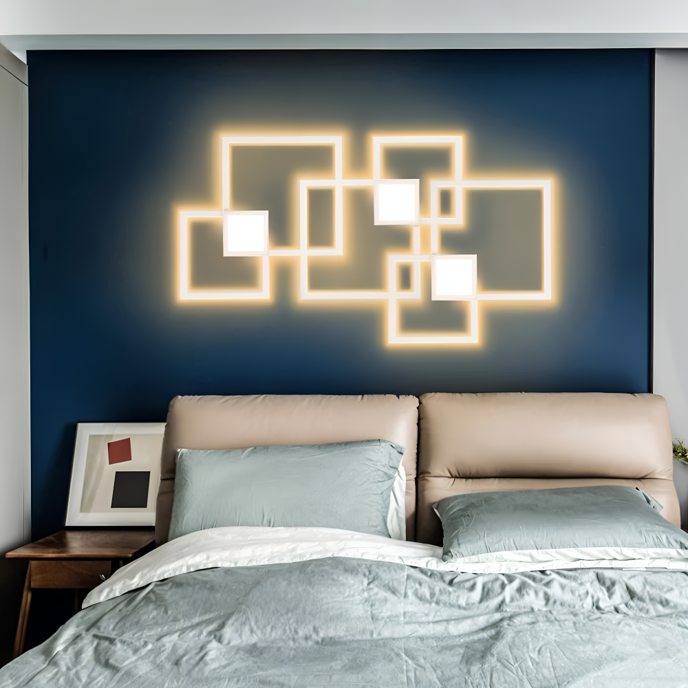 MonoQuad Wandleuchte - Metallic Schwarz Weiß Quadratische LED Wandbeleuchtung