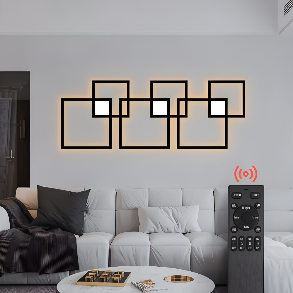 MonoQuad Wandleuchte - Metallic Schwarz Weiß Quadratische LED Wandbeleuchtung