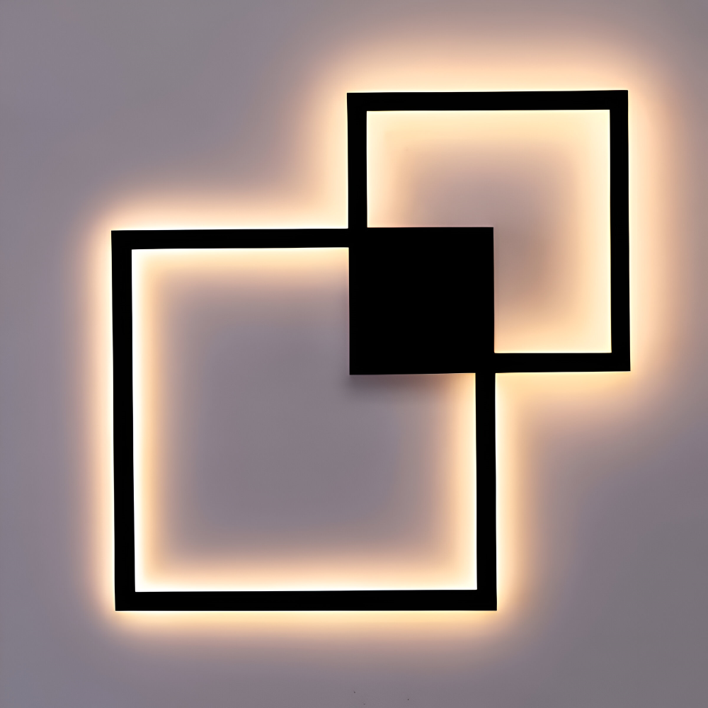 MonoQuad Wandleuchte - Metallic Schwarz Weiß Quadratische LED Wandbeleuchtung