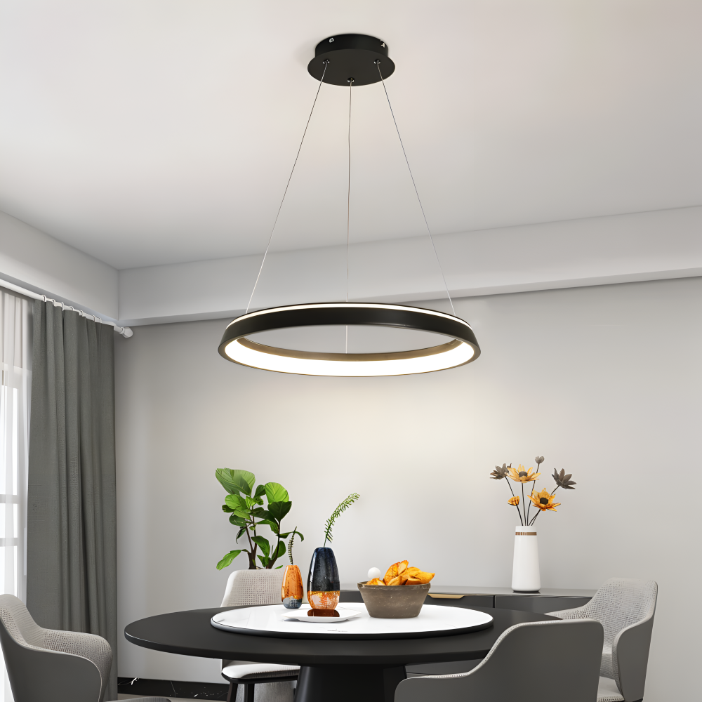 MonoRing Pendelleuchte - Minimalistische Schwarze & Weiße Runde Hängelampe