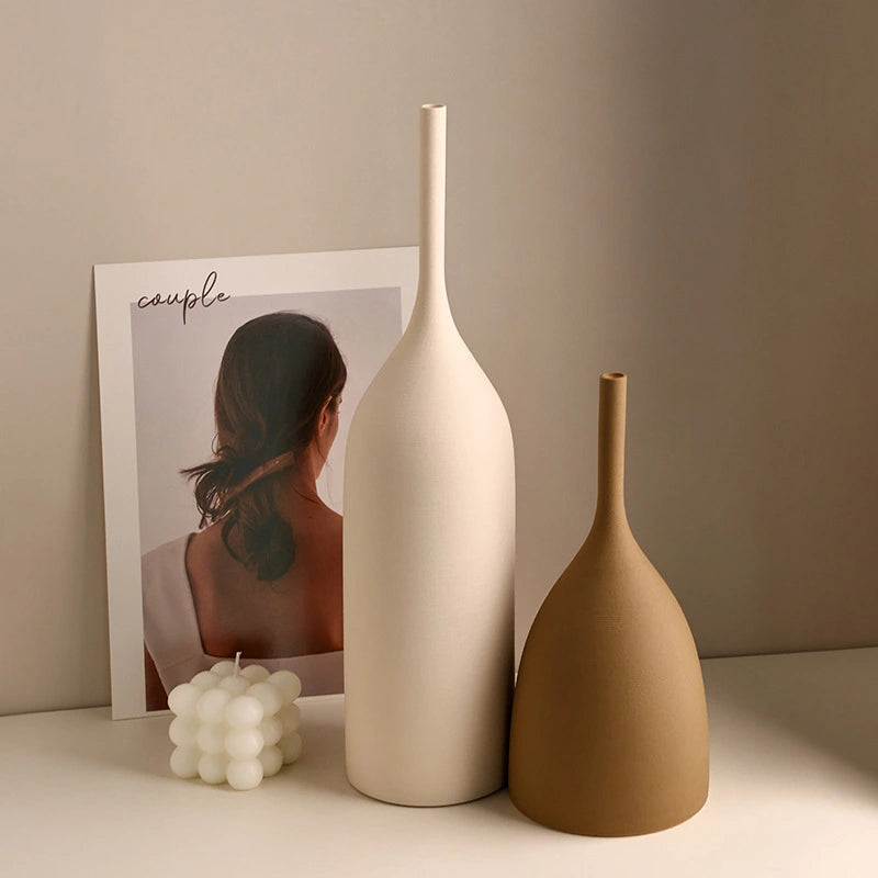 Morandi-Stil Handgebürstete Keramikvase - Elegante Weiße Porzellan Blumenvase für Stilvolle Dekoration 2