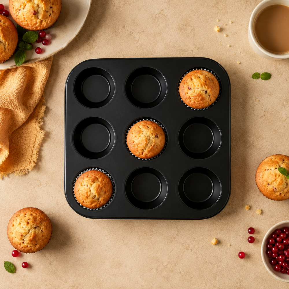 Muffinform aus Kohlenstoffstahl – Antihaft Backform für Muffins, Cupcakes & kleine Kuchen