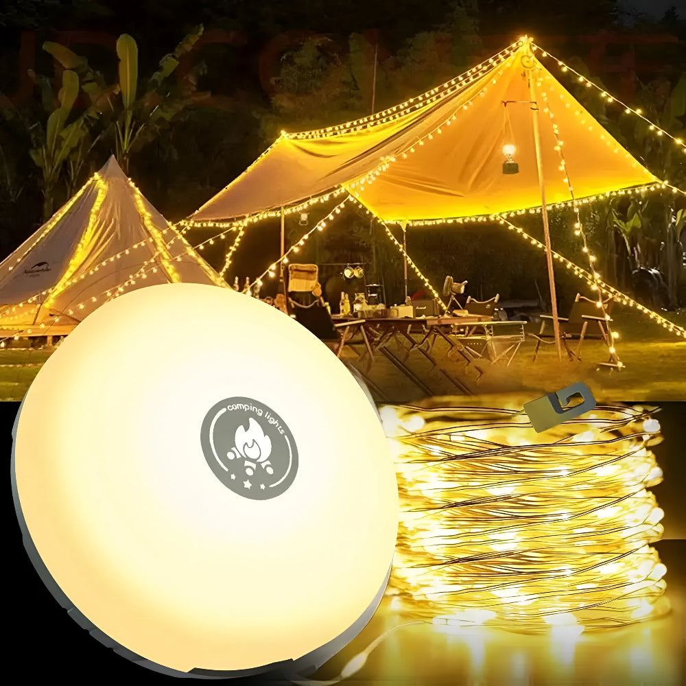 Multifunktionales Campinglampe: 4-in-1 LED-Lampe, Lichterkette und Powerbank für Outdoor-Abenteuer