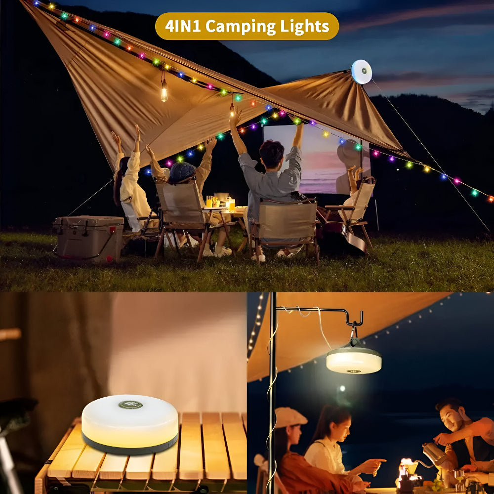 Multifunktionales Campinglampe: 4-in-1 LED-Lampe, Lichterkette und Powerbank für Outdoor-Abenteuer