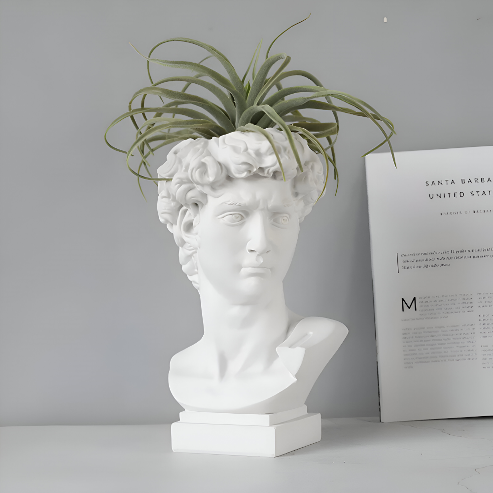 Mythischer Blumentopf - Griechischer Kopf Übertopf - Gesicht Pflanztopf - Griechischer Kopf Statue