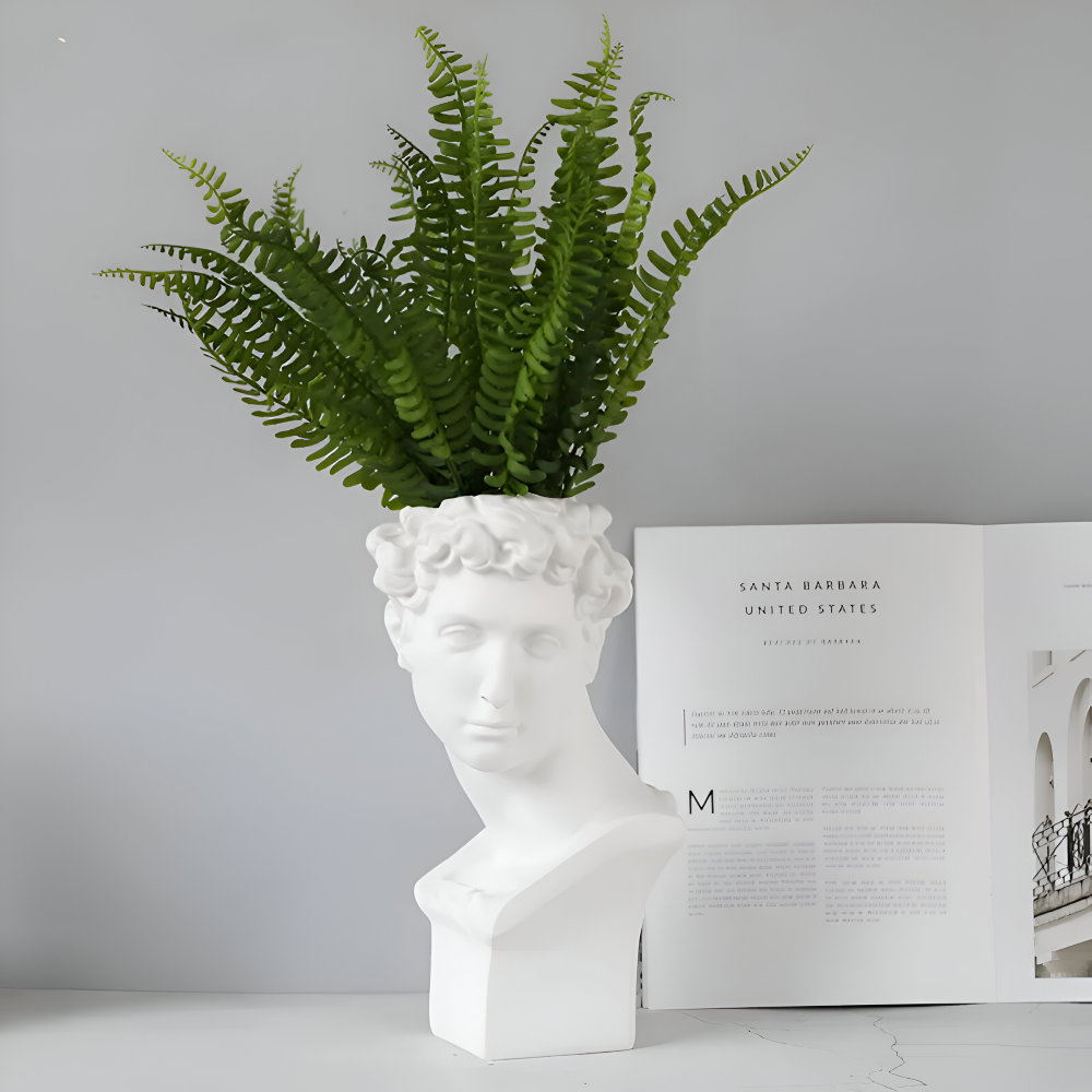 Mythischer Blumentopf - Griechischer Kopf Übertopf - Gesicht Pflanztopf - Griechischer Kopf Statue