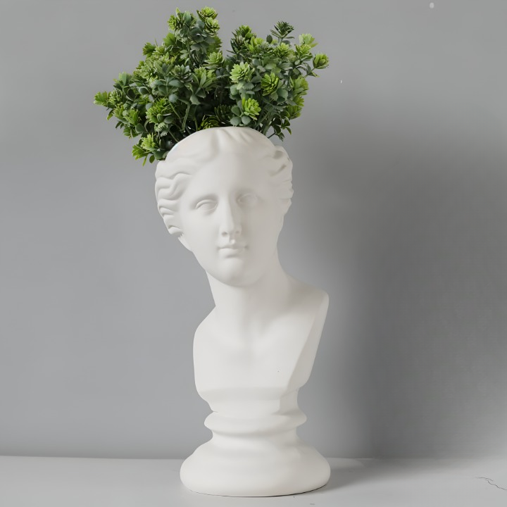 Mythischer Blumentopf - Griechischer Kopf Übertopf - Gesicht Pflanztopf - Griechischer Kopf Statue