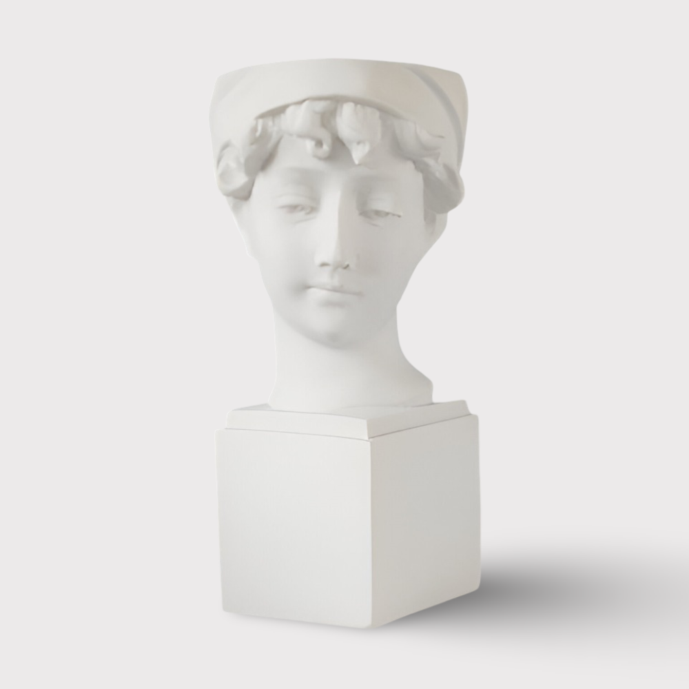 Mythischer Blumentopf - Griechischer Kopf Übertopf - Gesicht Pflanztopf - Griechischer Kopf Statue