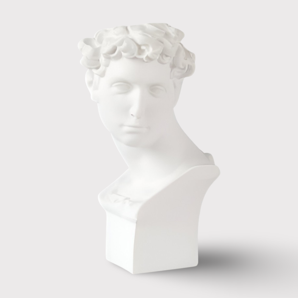 Mythischer Blumentopf - Griechischer Kopf Übertopf - Gesicht Pflanztopf - Griechischer Kopf Statue