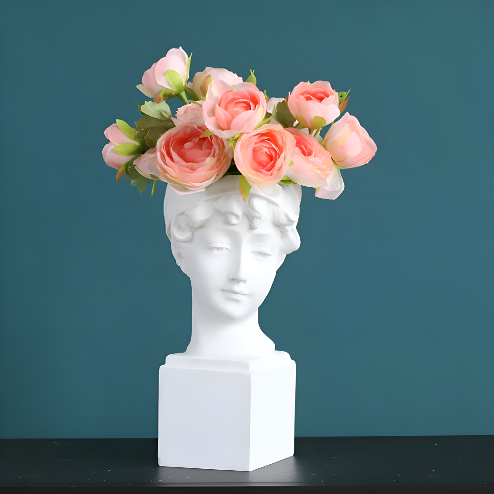 Mythischer Blumentopf - Griechischer Kopf Übertopf - Gesicht Pflanztopf - Griechischer Kopf Statue