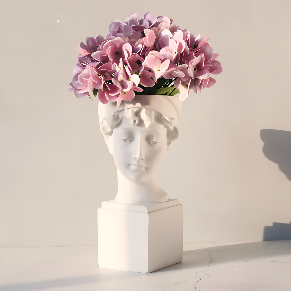 Mythischer Blumentopf - Griechischer Kopf Übertopf - Gesicht Pflanztopf - Griechischer Kopf Statue